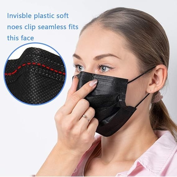 3-Ply Disposable Black Face Mask – Breathable & Comfortable