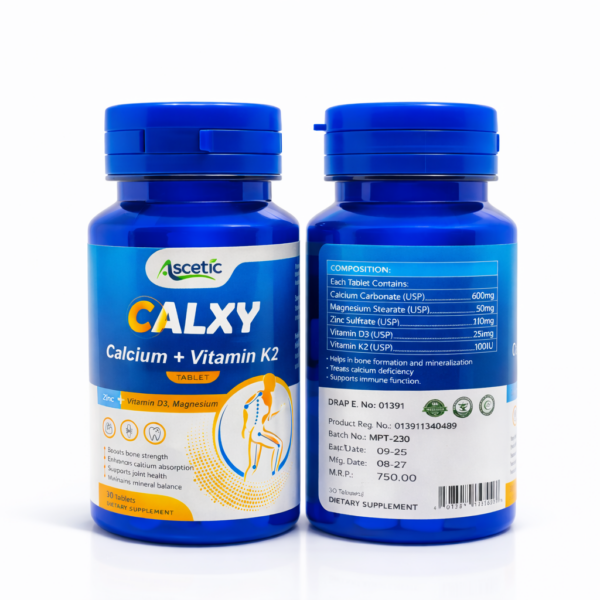 CALXY Calcium + Vitamin K2 Tablets | With Vitamin D3, Magnesium & Zinc