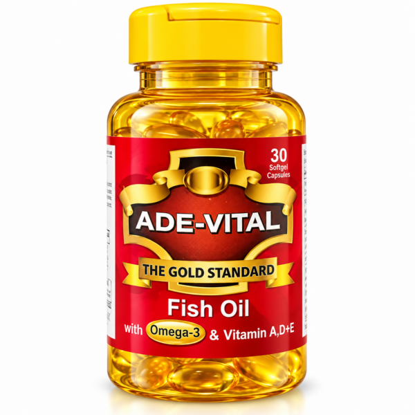 ADE-VITAL Fish Oil Softgel Capsules – Omega-3 with Vitamins A, D & E (30 Capsules)