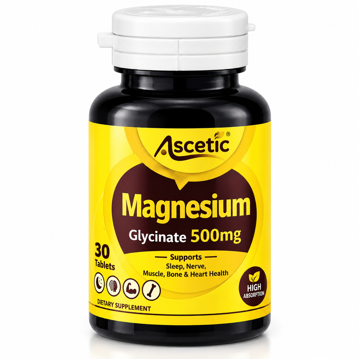 Ascetic Magnesium Glycinate 500mg – 30 Tablets