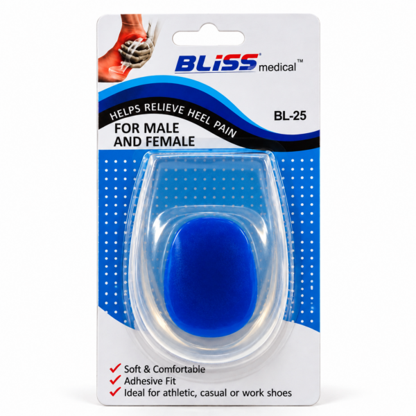 BLISS Medical BL-25 Gel Heel Cups – Heel Pain Relief Inserts for Men & Women