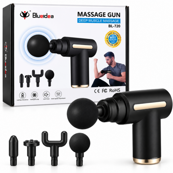 Blueidea BL-720 Deep Muscle Massage Gun with 4 Massage Attachments
