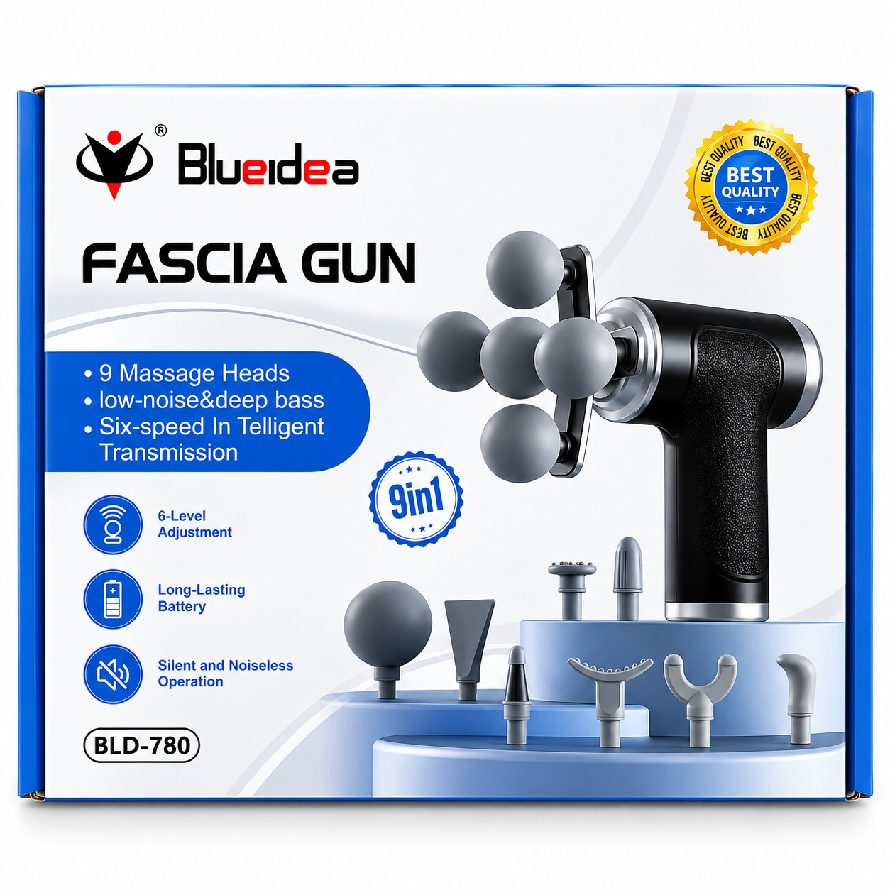 Blueidea BLD-780 Fascia 9 in 1 Massager Gun