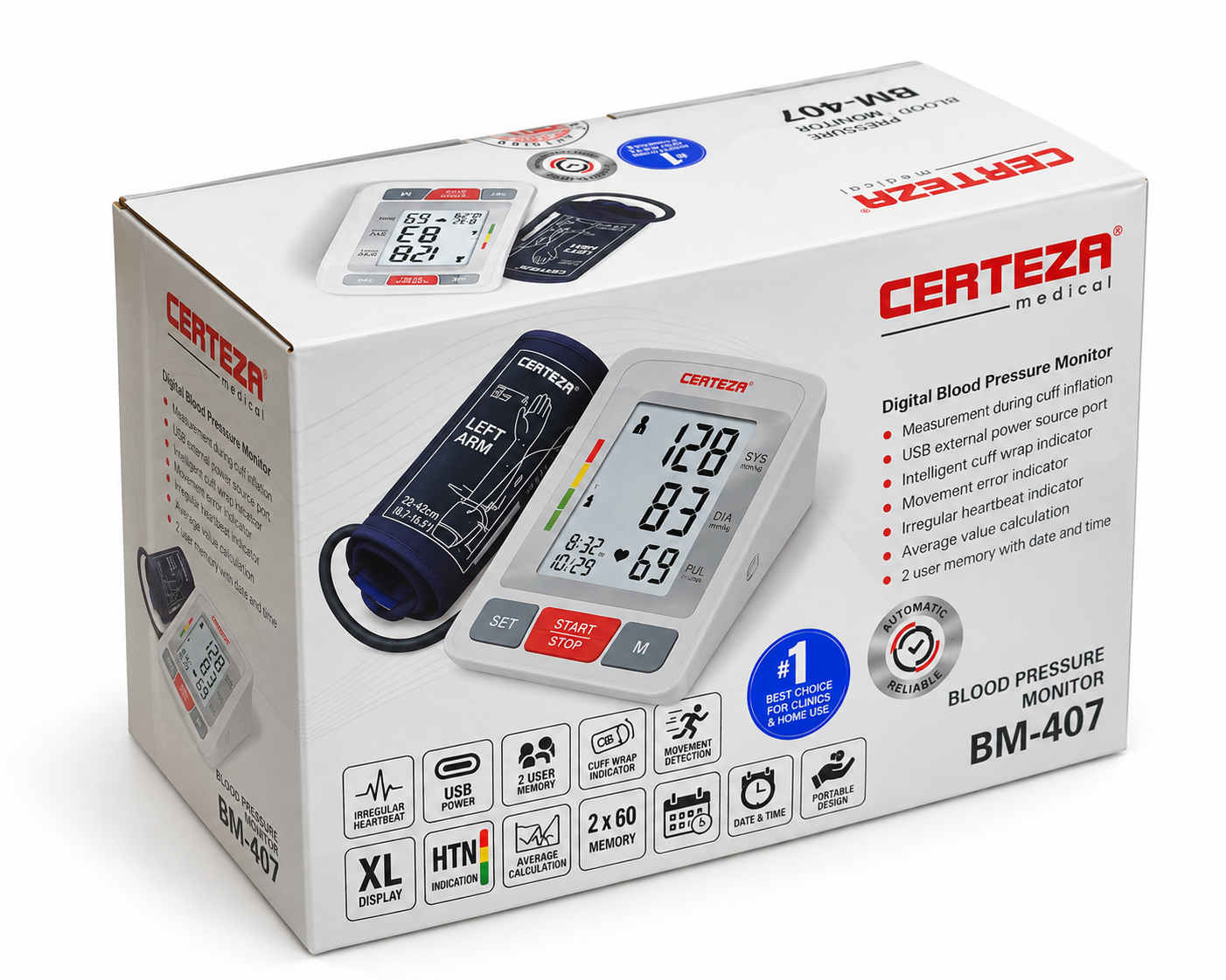 Certeza BM-407 Digital Blood Pressure Monitor – Upper Arm BP Machine