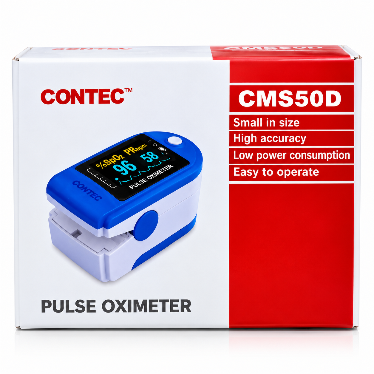 CONTEC CMS50D Pulse Oximeter – Fingertip Blood Oxygen & Pulse Rate Monitor - Image 3