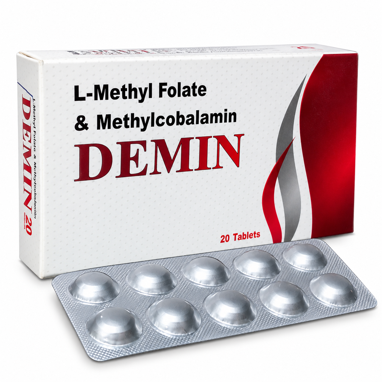 Demin Tablets – L-Methyl Folate & Methylcobalamin, Pack of 20 Tablets