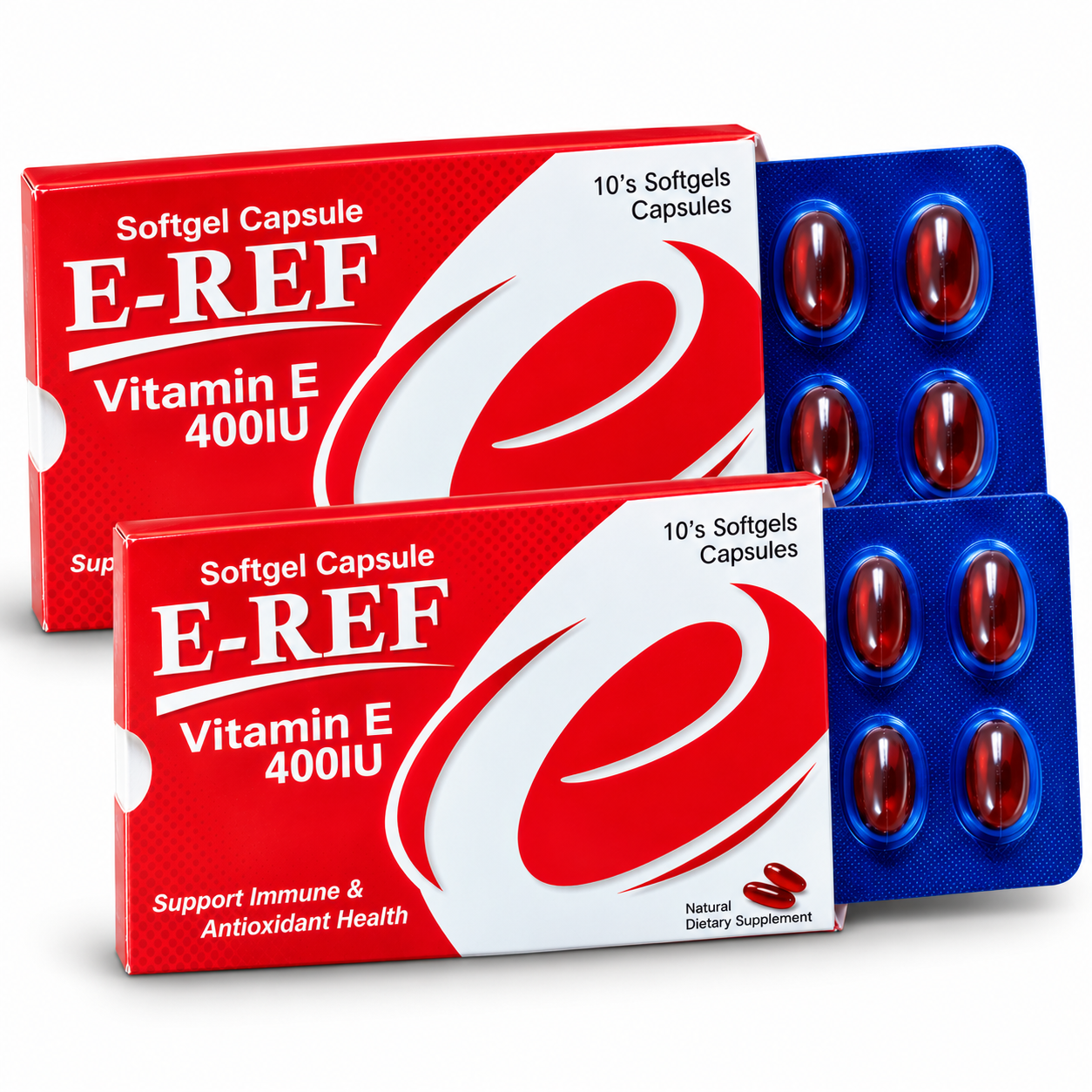 E-REF Vitamin E 400 IU Softgel Capsules – 10 Softgels - Image 2