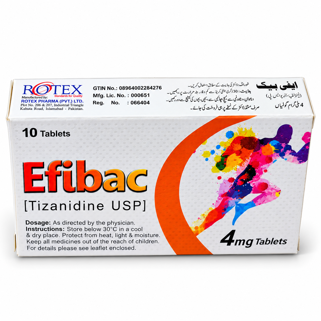 Efibac 4mg Tablets – Tizanidine USP – Pack of 10 Tablets - Image 2