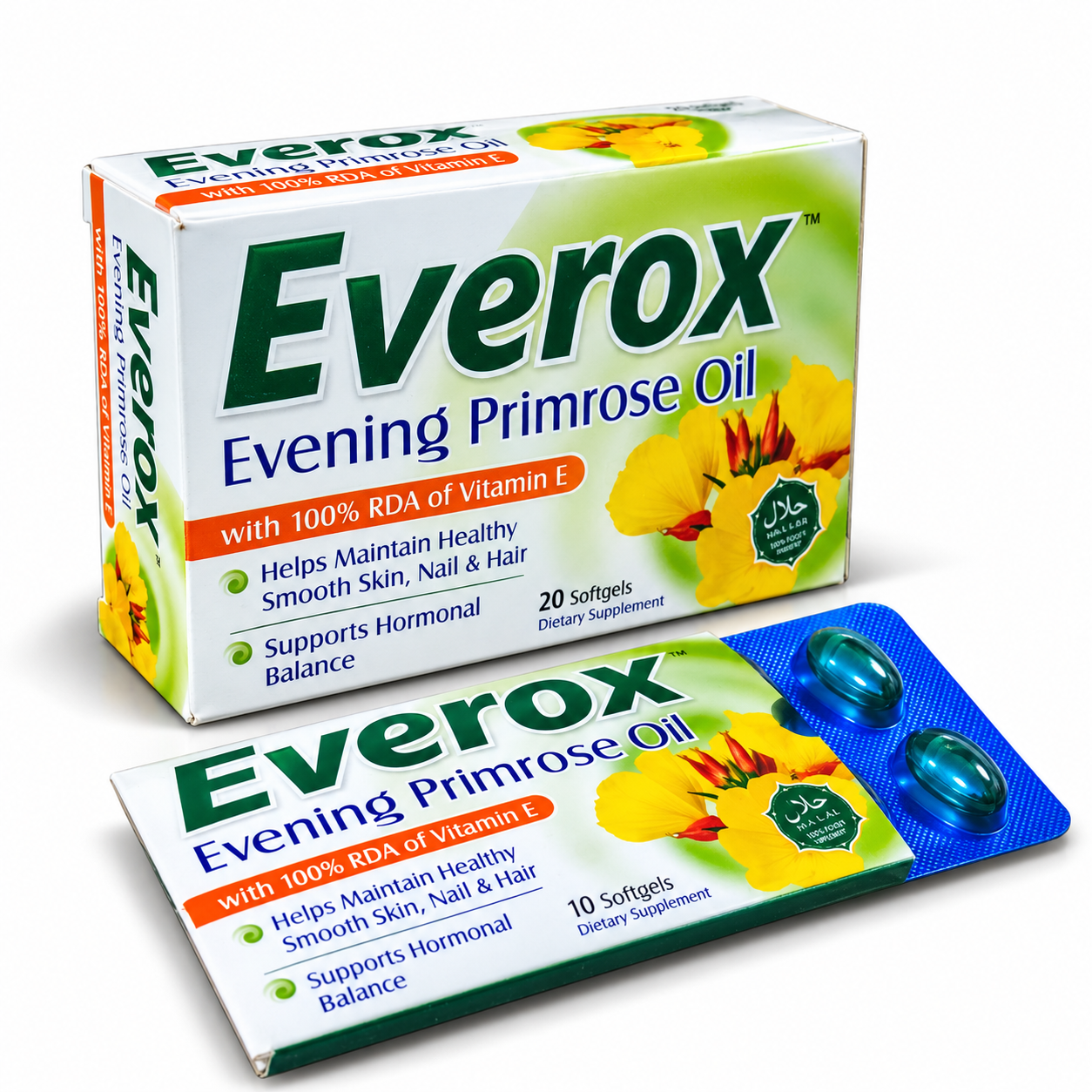 Everox Evening Primrose Oil with Vitamin E – 20 Softgels