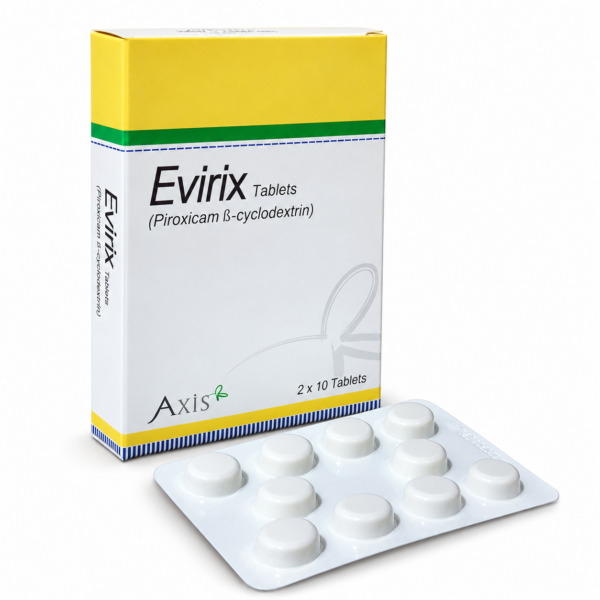 Evirix 20mg Tablets (Piroxicam β-Cyclodextrin) – Pack of 20 Tablets