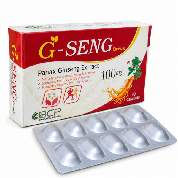 G-SENG 100mg Capsules (Panax Ginseng Extract) – Pack of 30 Capsules