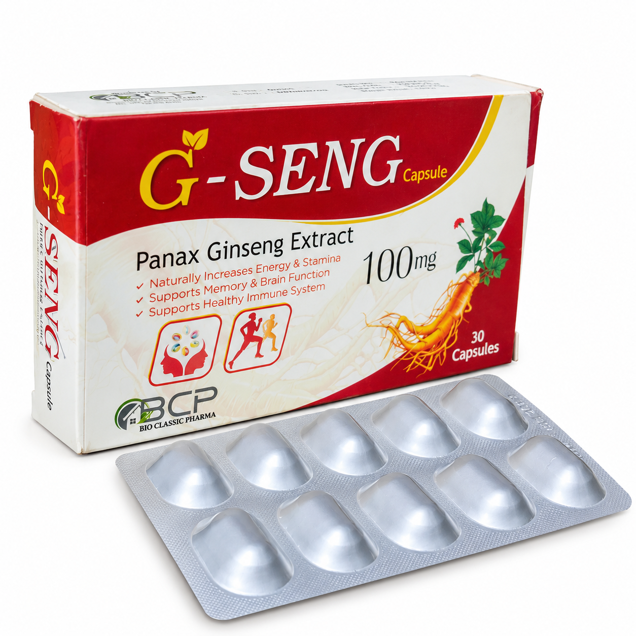 G-SENG 100mg Capsules (Panax Ginseng Extract) – Pack of 30 Capsules