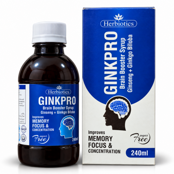 Herbiotics GINKPRO Brain Booster Syrup with Ginseng & Ginkgo Biloba – 240ml