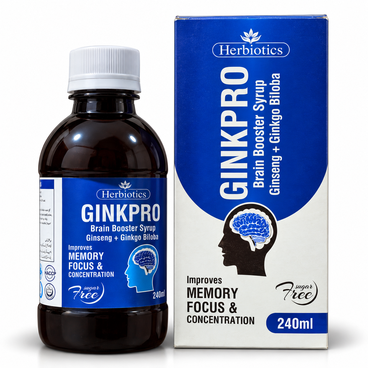 Herbiotics GINKPRO Brain Booster Syrup with Ginseng & Ginkgo Biloba – 240ml