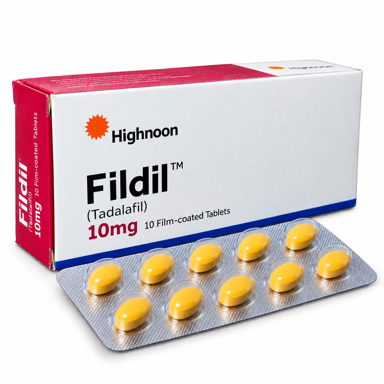 Fildil 10mg Tablets (Tadalafil) – 10 Film-Coated Tablets