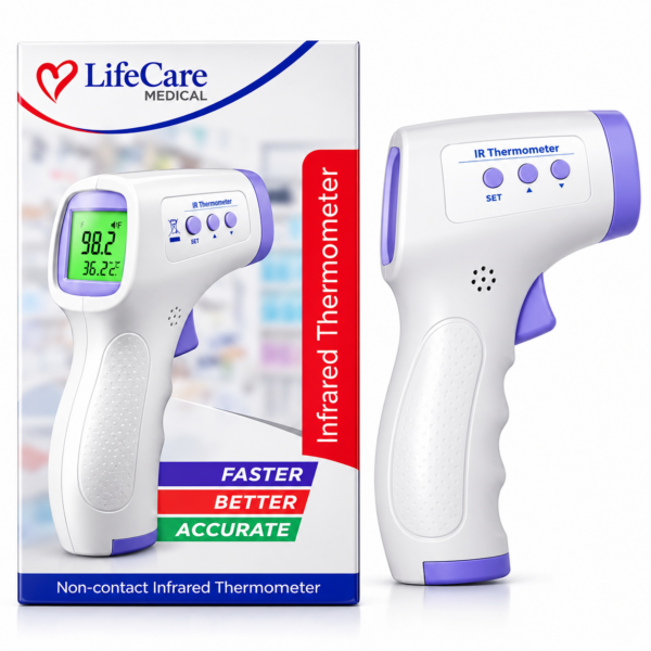 LifeCare Medical Non-Contact Infrared Thermometer – Digital Forehead Temperature Gun