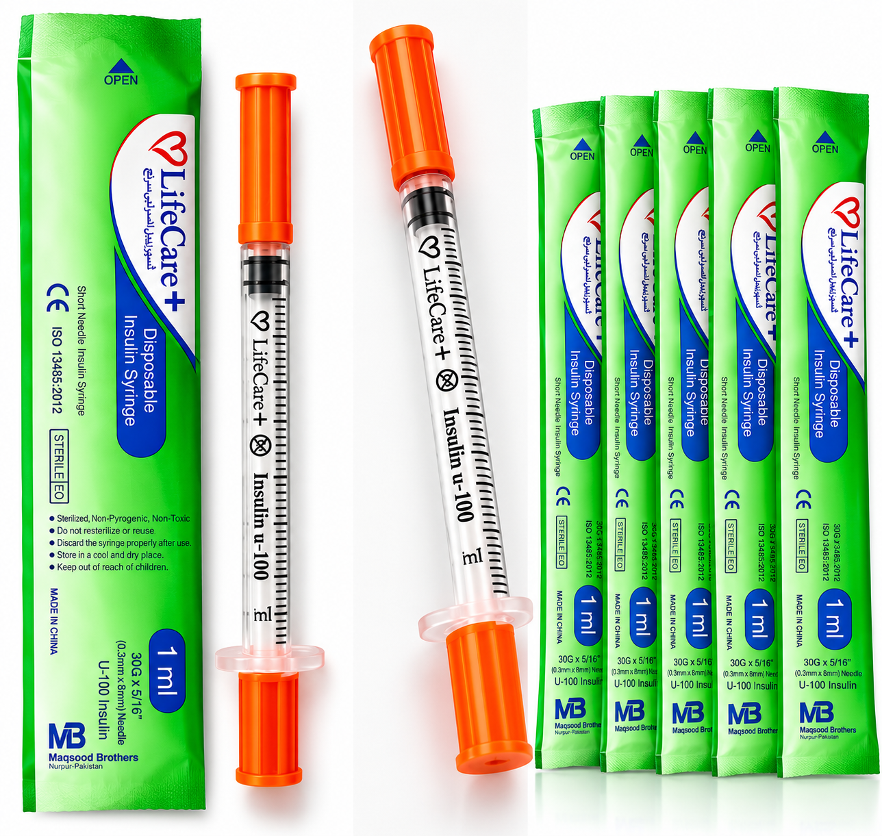 LifeCare+ Disposable Insulin Syringe U-100 – 1 ml - Image 2