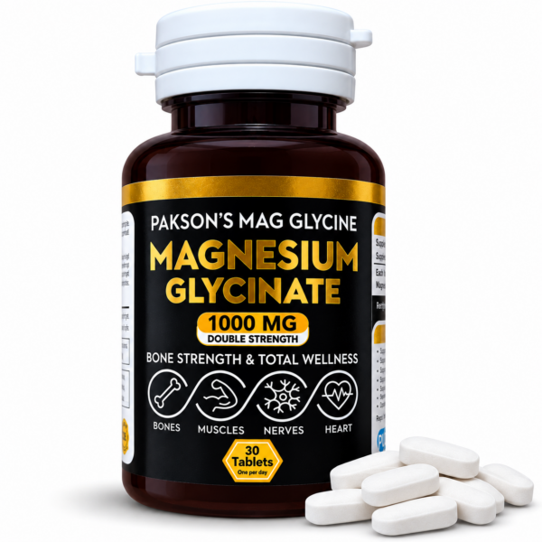 Pakson’s Mag Glycine Magnesium Glycinate 1000mg – 30 Tablets