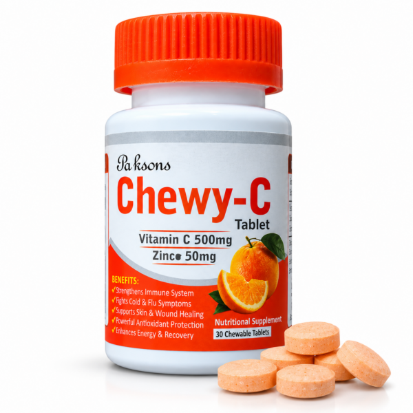 Chewy-C Vitamin C 500mg with Zinc 50mg Chewable Tablets – 30 Tablets