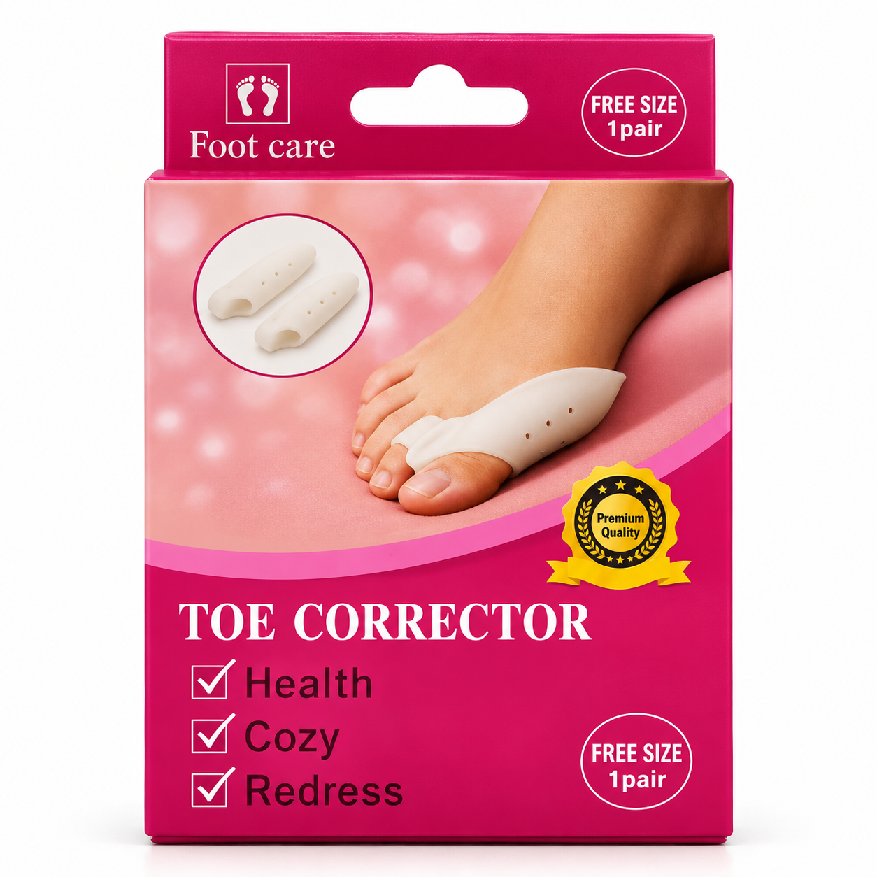 Foot Care Toe Corrector – Soft Bunion & Big Toe Alignment Support, 1 Pai
