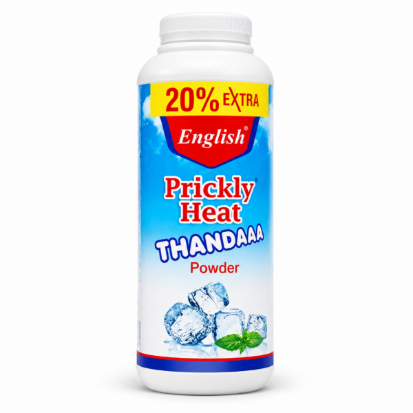 English Prickly Heat Thanda Powder – Cooling Body Powder, 20% Extra