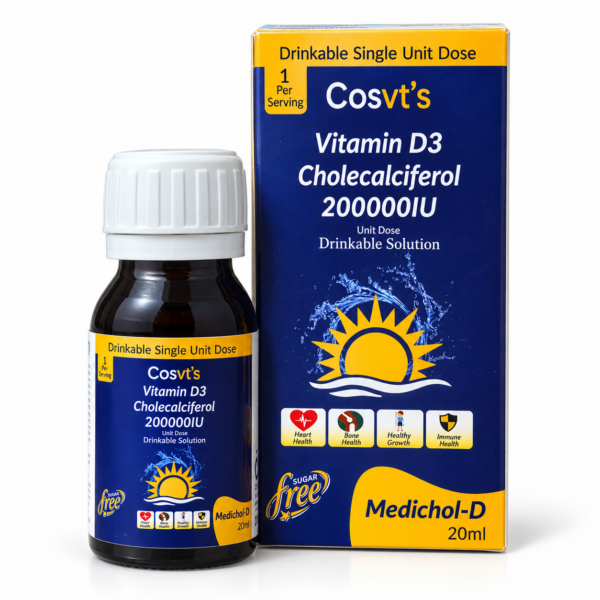 CosVit's Vitamin D3 200000 IU Drinkable Solution – Cholecalciferol, 20ml